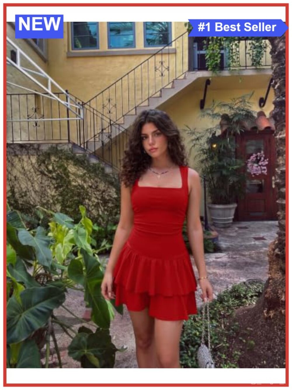 Sexy Square Neck Ruffle Hem Ruched Tank Mini Dress Club Party - Picture 4 of 6
